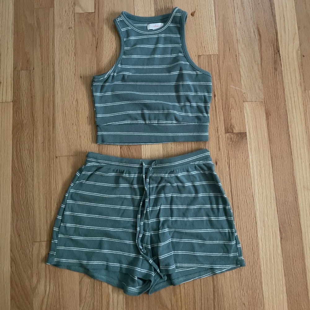 Teal Striped Knit Set size s